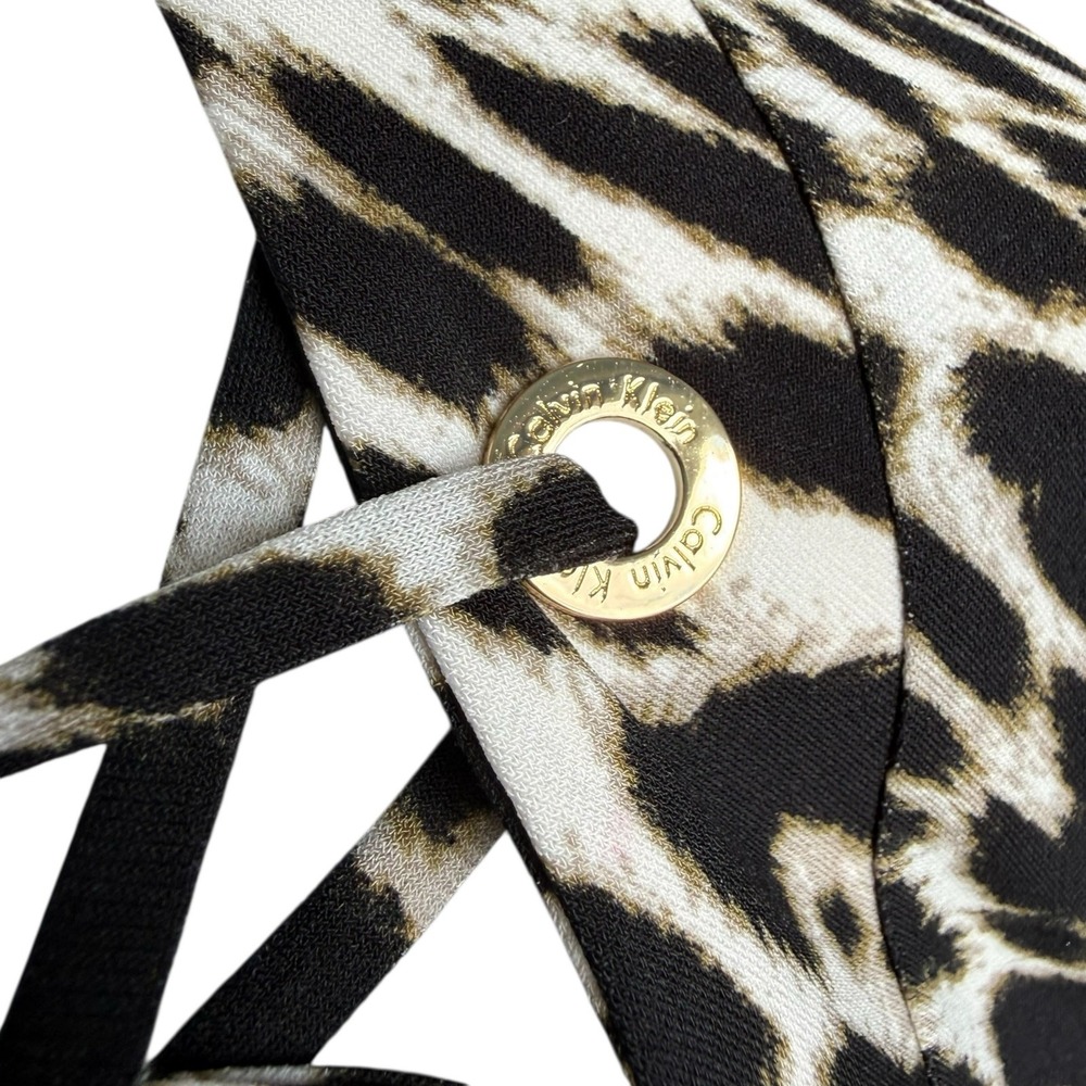 Calvin Klein Womens‎ Leopard Dress Sz 6 Mob Wife Italian Glam Animal Print Money - Picture 8 of 16